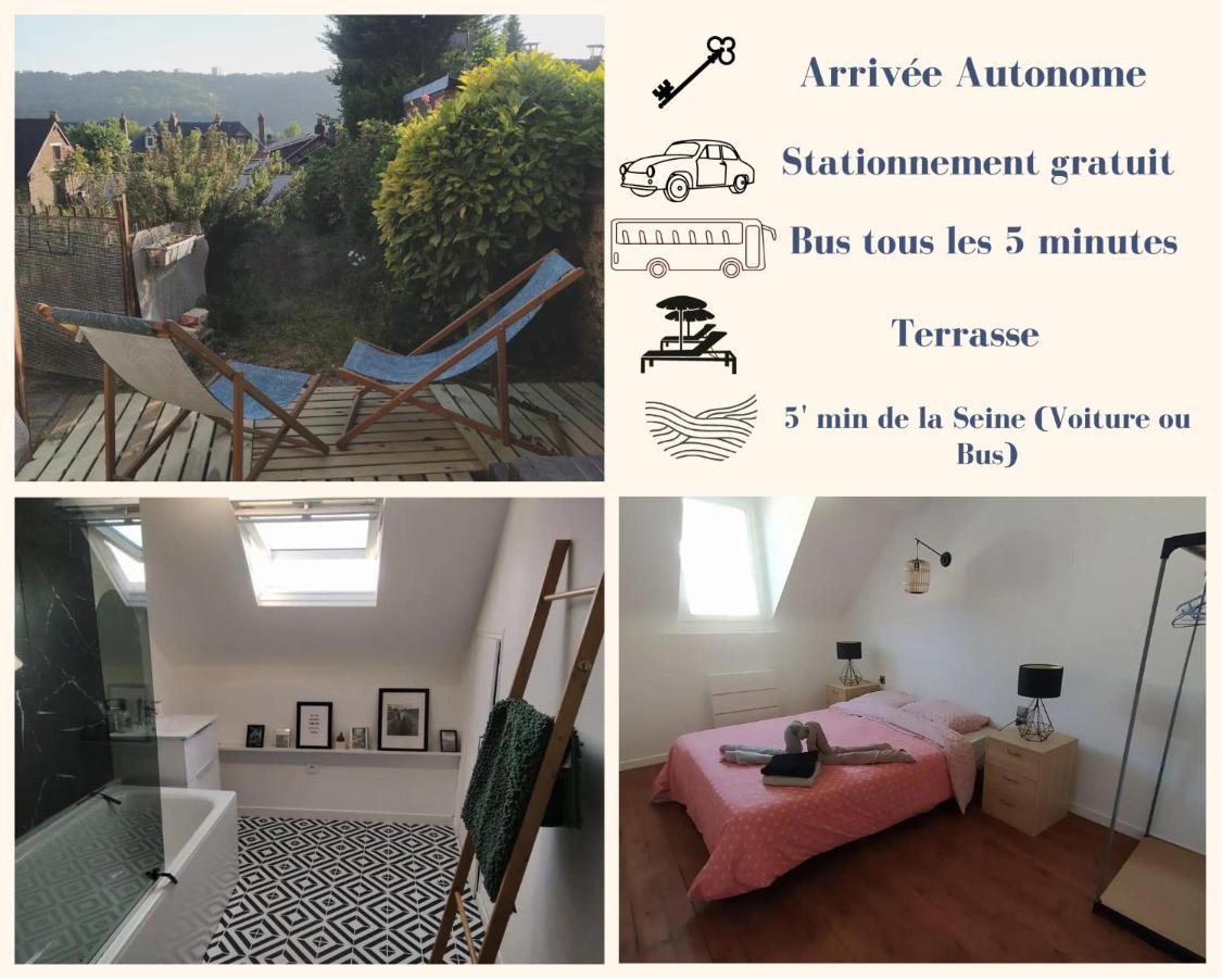 Le Nid Normand Avec Terrasse - Stationnement Facile Et Gratuit - 5 Min Seine Daire Deville-les-Rouen Dış mekan fotoğraf